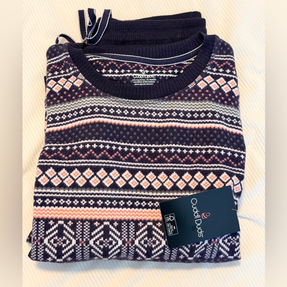 Women's Cuddl Duds Sweater Knit Pajama Top & Pajama Jogger Set